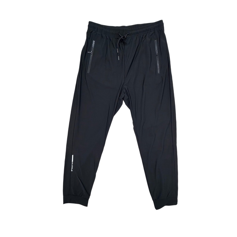 Performance Mens M Black Athletic Joggers Dri-Fit Training Stretch Pants Zipper